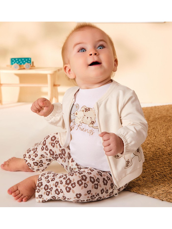 Felpa aperta zip idomini neonata